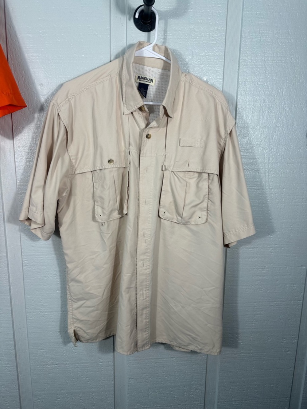 Magellan Men's Ivory Short Sleeve Shirt Size Large EUC